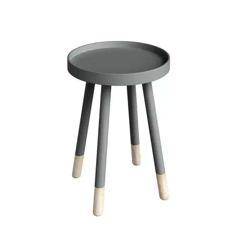 Tavolino rotondo con vassoio, nero/grigio/bianco, stile moderno di metà secolo, per 1 persona
