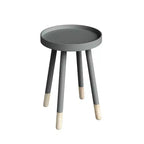 Tavolino rotondo con vassoio, nero/grigio/bianco, stile moderno di metà secolo, per 1 persona