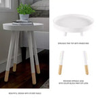 Tavolino rotondo con vassoio, nero/grigio/bianco, stile moderno di metà secolo, per 1 persona