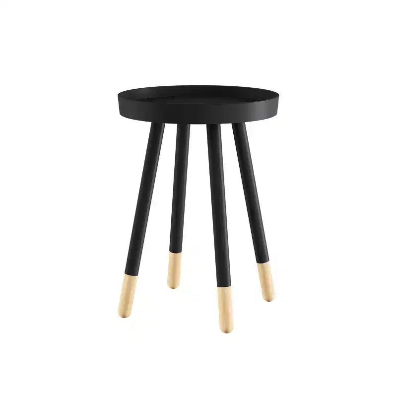 Tavolino rotondo con vassoio, nero/grigio/bianco, stile moderno di metà secolo, per 1 persona