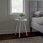 Tavolino rotondo con vassoio, nero/grigio/bianco, stile moderno di metà secolo, per 1 persona