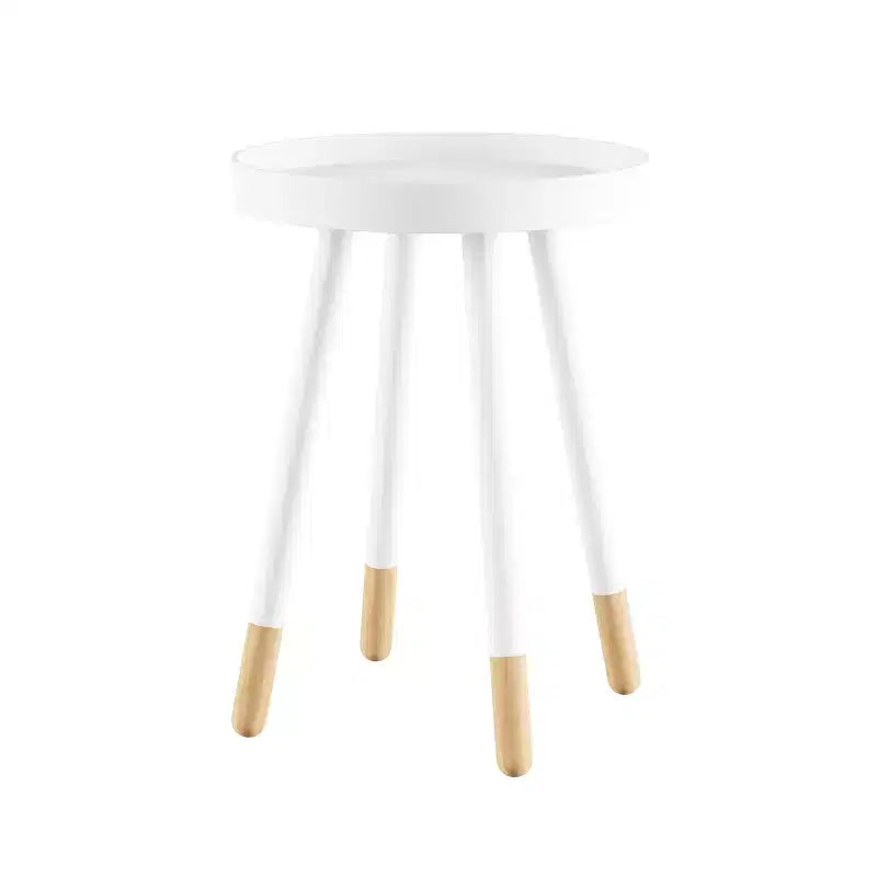 Tavolino rotondo con vassoio, nero/grigio/bianco, stile moderno di metà secolo, per 1 persona