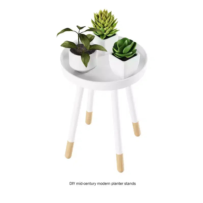 Tavolino rotondo con vassoio, nero/grigio/bianco, stile moderno di metà secolo, per 1 persona