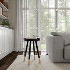 Tavolino rotondo con vassoio, nero/grigio/bianco, stile moderno di metà secolo, per 1 persona