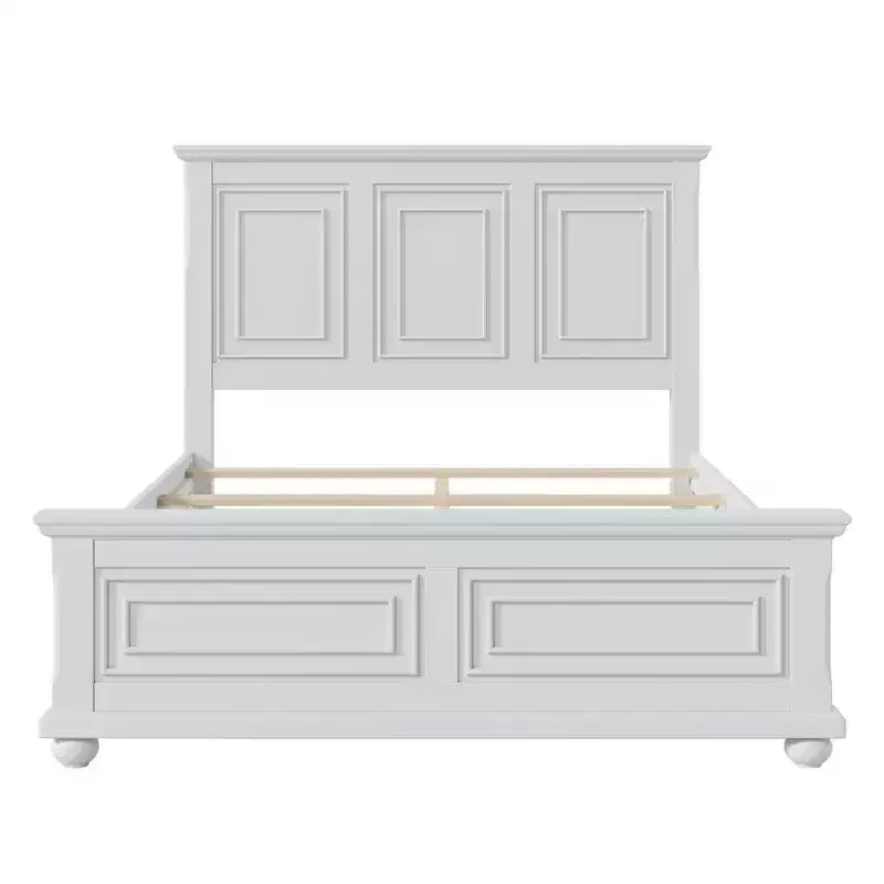 Letto a pannelli tradizionale in legno di pino Marrone/Bianco, Queen/King, per 2 persone