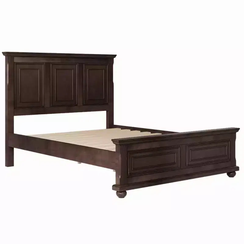 Letto a pannelli tradizionale in legno di pino Marrone/Bianco, Queen/King, per 2 persone