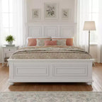 Letto a pannelli tradizionale in legno di pino Marrone/Bianco, Queen/King, per 2 persone