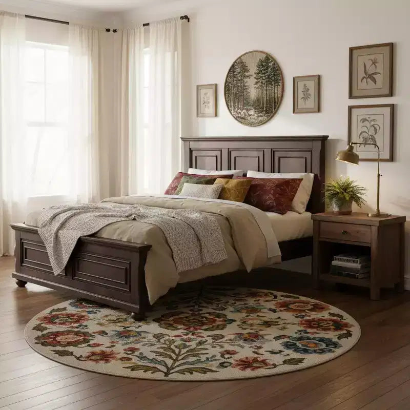 Merax Traditional Town and Country Style Pinewood Queen Bed with Decorative Fretwork and Grooved Panels