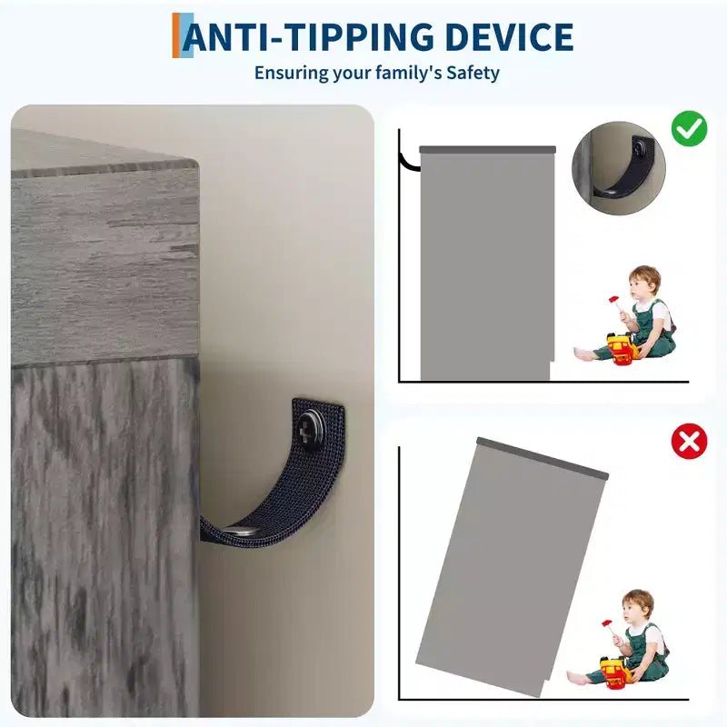 Armadio a 2 ante grigio/bianco con 4 cassetti e asta appendiabiti, singolo