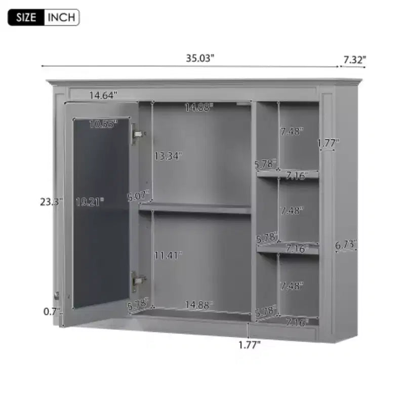 Pensile specchiera a muro con vani a giorno, per uno, in stile moderno - Nero/Blu/Grigio/Verde/Bianco
