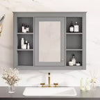 Pensile specchiera a muro con vani a giorno, per uno, in stile moderno - Nero/Blu/Grigio/Verde/Bianco