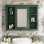 Pensile specchiera a muro con vani a giorno, per uno, in stile moderno - Nero/Blu/Grigio/Verde/Bianco
