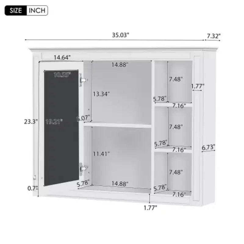 Pensile specchiera a muro con vani a giorno, per uno, in stile moderno - Nero/Blu/Grigio/Verde/Bianco
