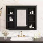 Pensile specchiera a muro con vani a giorno, per uno, in stile moderno - Nero/Blu/Grigio/Verde/Bianco