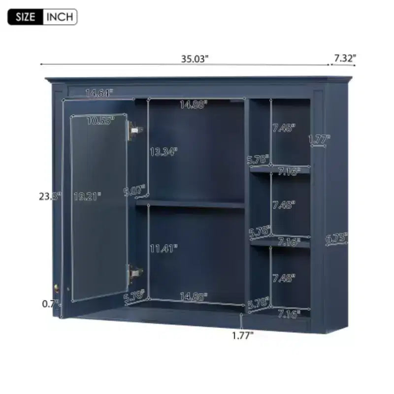 Pensile specchiera a muro con vani a giorno, per uno, in stile moderno - Nero/Blu/Grigio/Verde/Bianco