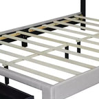 Letto Queen Size Imbottito Beige, Testiera Regolabile Capitonnè, 2 Cassetti Contenitori, 1 Persona
