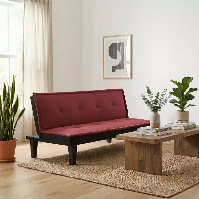 Divano letto futon convertibile in finto camoscio grigio, regolabile in 5 posizioni, 2 posti