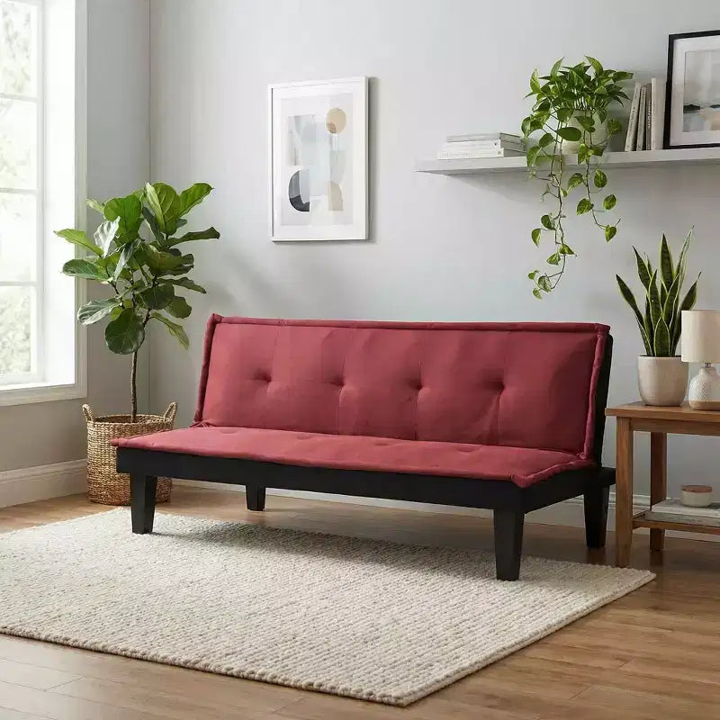 Divano letto futon convertibile in finto camoscio grigio, regolabile in 5 posizioni, 2 posti
