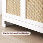 Madia/Buffet 4 ante 155 cm in rovere/rattan bianco e marrone, per 1–2 persone