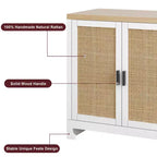 Madia/Buffet 4 ante 155 cm in rovere/rattan bianco e marrone, per 1–2 persone