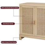 Madia/Buffet 4 ante 155 cm in rovere/rattan bianco e marrone, per 1–2 persone
