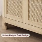 Madia/Buffet 4 ante 155 cm in rovere/rattan bianco e marrone, per 1–2 persone