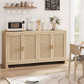 61 Sideboard Buffet Cabinet, Rattan Coffee Bar Cabinet, Entryway Console Table, Multifunctional TV Stand, Floor Cupboard Cabinet for Kitchen