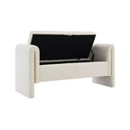 Panca Contenitore Imbottita Color Crema con Braccioli, 1 Posto