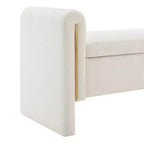 Panca Contenitore Imbottita Color Crema con Braccioli, 1 Posto