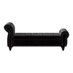 Panca contenitore in velluto trapuntato blu navy con schienale alto, 1 posto