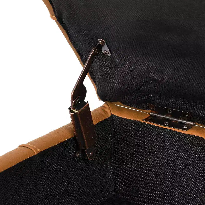 Pouf Contenitore Quadrato Arancione con Gambe Dorate, Seduta per 1 Persona