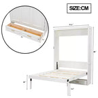 Letto a scomparsa matrimoniale beige con 2 cassetti, per 1 persona