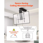 Supporto TV motorizzato nero a scomparsa per soffitto, regolabile elettricamente, per TV da 32 a 70 pollici, 1 schermo