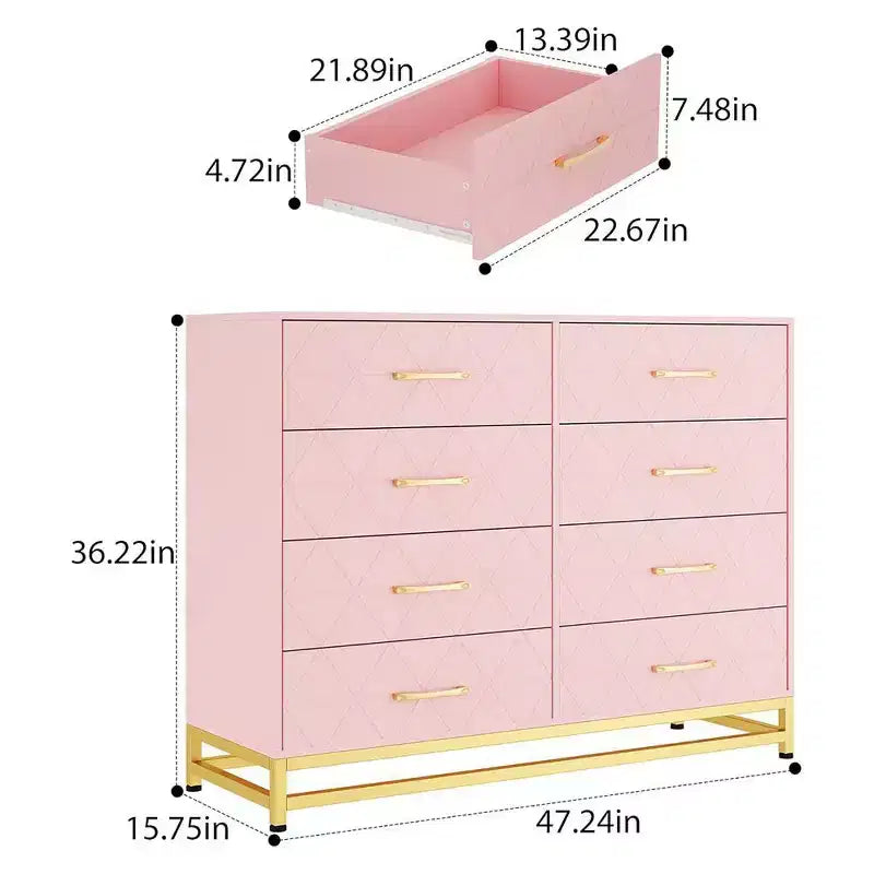 Cassettiera a 8 cassetti e porta TV Nera/Rosa/Bianca – Utente Singolo