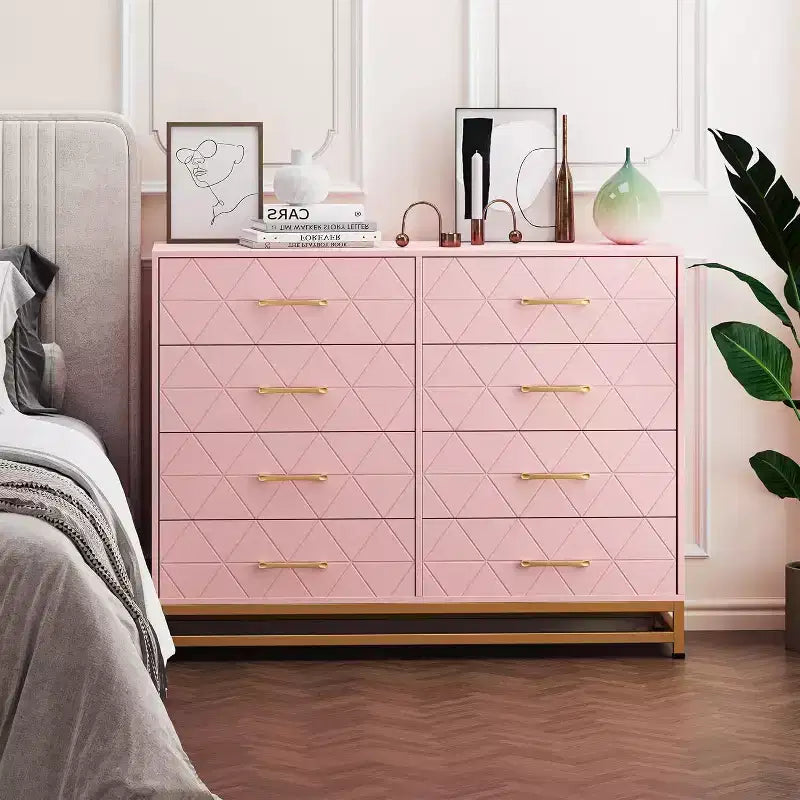 Cassettiera a 8 cassetti e porta TV Nera/Rosa/Bianca – Utente Singolo