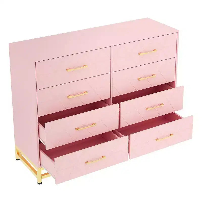 Cassettiera a 8 cassetti e porta TV Nera/Rosa/Bianca – Utente Singolo