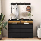 GDFStudio Barnard Modern 51.2 Rectangle Sideboard with 6 Drawers and Adjustable Lighting