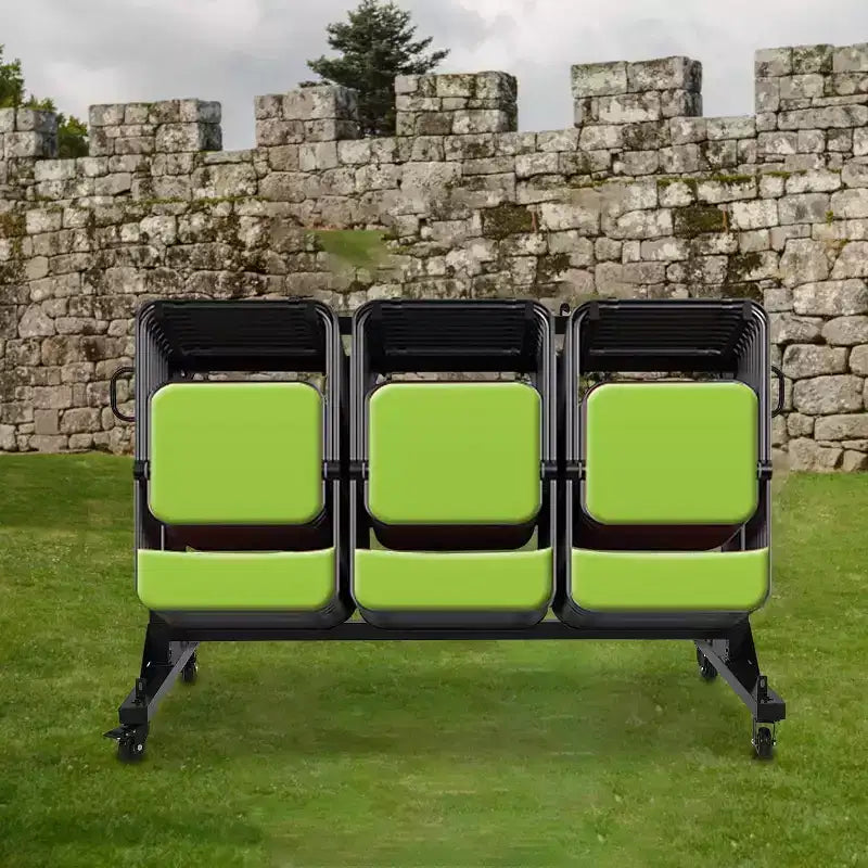 Carrello porta sedie pieghevoli in metallo nero, capacità fino a 42 sedie, utilizzo da 1 persona