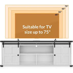Mobile TV scorrevole con ante a persiana, Grigio/Bianco, 70", Adatto per TV fino a 75", 1 unità