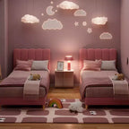 Letto a piattaforma imbottito a onda grigio/rosa/bianco per bambini, singolo/una piazza e mezza, 1 persona