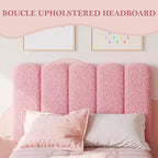 Letto a piattaforma imbottito a onda grigio/rosa/bianco per bambini, singolo/una piazza e mezza, 1 persona