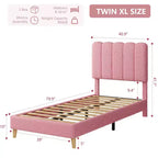 Letto a piattaforma imbottito a onda grigio/rosa/bianco per bambini, singolo/una piazza e mezza, 1 persona