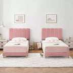 Letto a piattaforma imbottito a onda grigio/rosa/bianco per bambini, singolo/una piazza e mezza, 1 persona