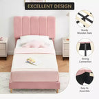 Letto a piattaforma imbottito a onda grigio/rosa/bianco per bambini, singolo/una piazza e mezza, 1 persona