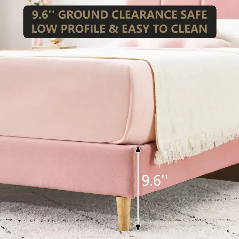 Letto a piattaforma imbottito a onda grigio/rosa/bianco per bambini, singolo/una piazza e mezza, 1 persona
