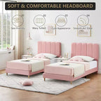 Letto a piattaforma imbottito a onda grigio/rosa/bianco per bambini, singolo/una piazza e mezza, 1 persona