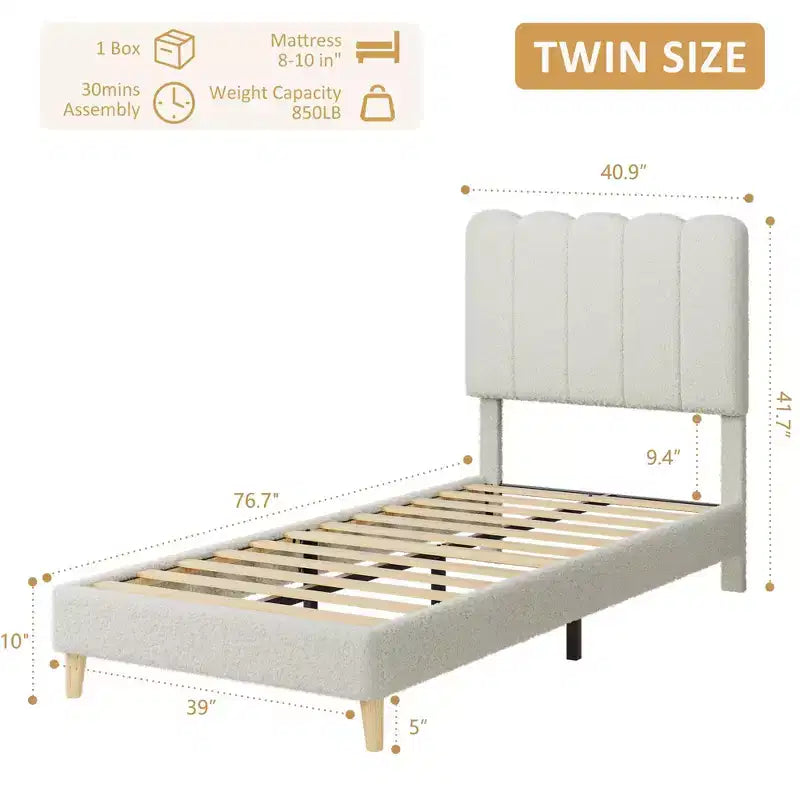 Letto a piattaforma imbottito a onda grigio/rosa/bianco per bambini, singolo/una piazza e mezza, 1 persona