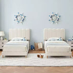 Letto a piattaforma imbottito a onda grigio/rosa/bianco per bambini, singolo/una piazza e mezza, 1 persona