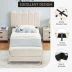 Letto a piattaforma imbottito a onda grigio/rosa/bianco per bambini, singolo/una piazza e mezza, 1 persona