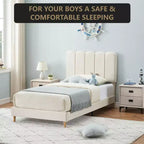 Letto a piattaforma imbottito a onda grigio/rosa/bianco per bambini, singolo/una piazza e mezza, 1 persona